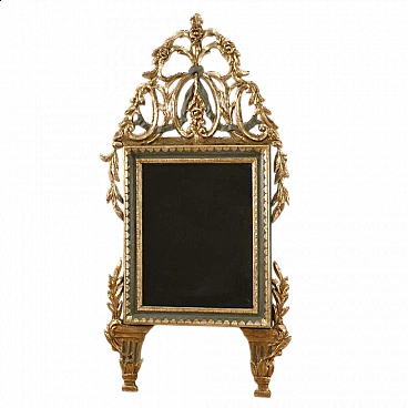 Specchio stile Luigi XVI in legno laccato e dorato, prima metà dell'800