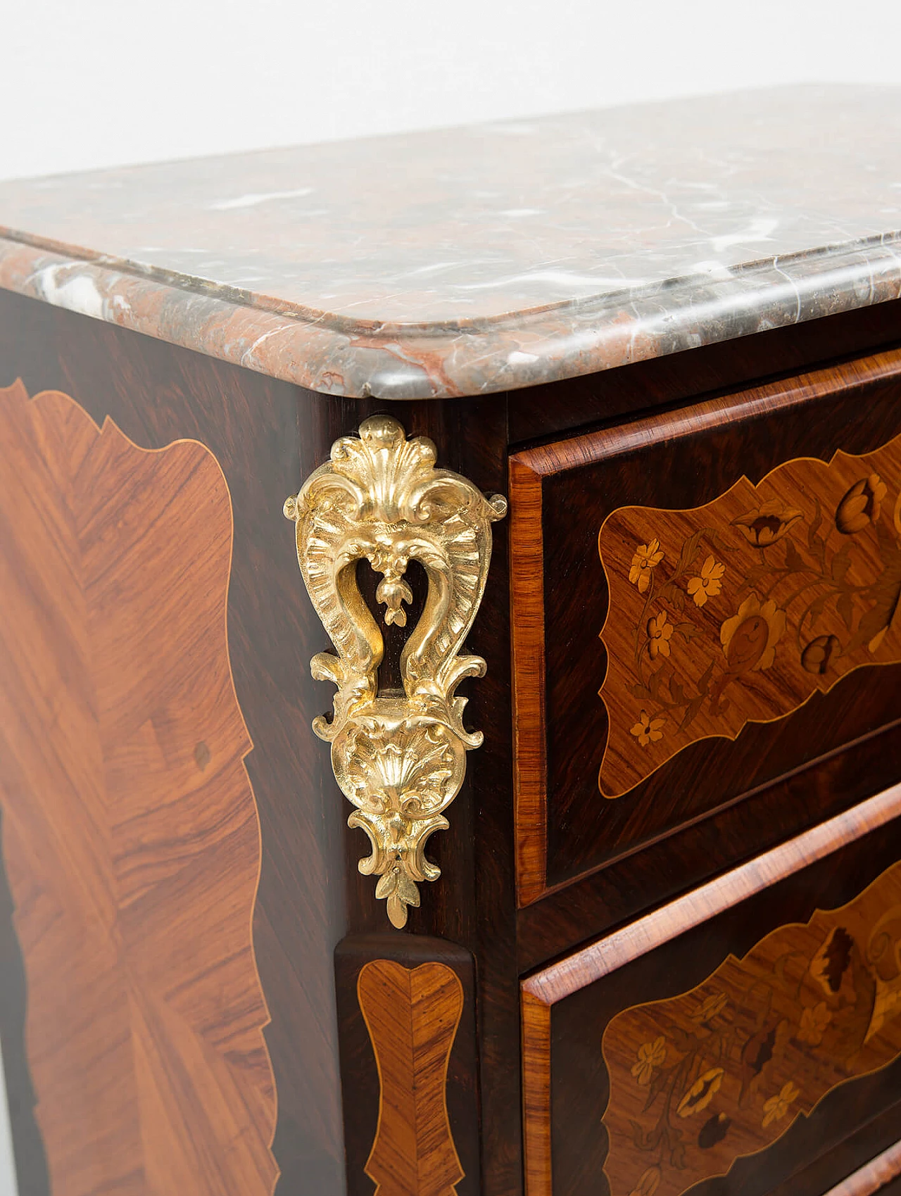 Napoleon III seven-drawers dresser in exotic woods with marble top, 19th century 5