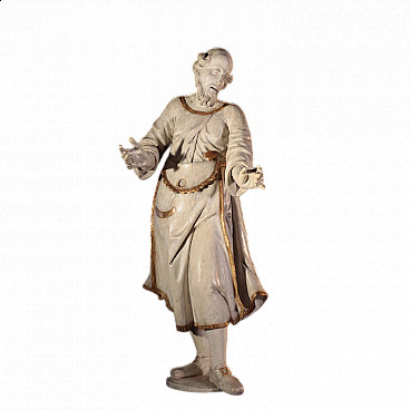 Carved and white-lacquered wooden sculpture of St. Crispin, mid-18th century