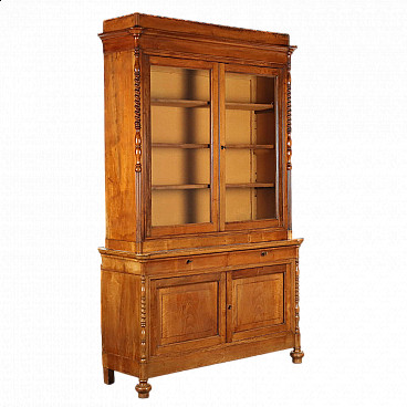 Manzoniana walnut bookcase with display case, second quarter 19th century