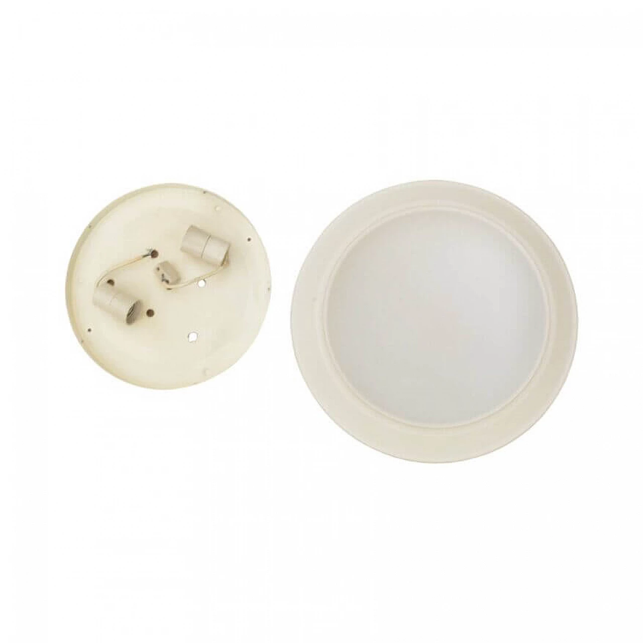 White glass ceiling lamp by Penko Pieńsk, 1970s 4