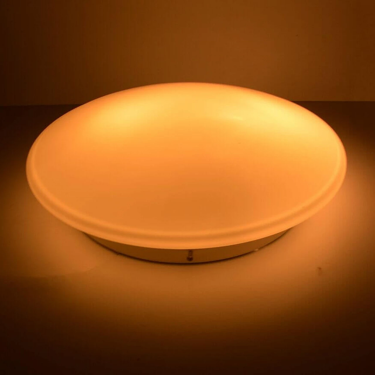 White glass ceiling lamp by Penko Pieńsk, 1970s 15