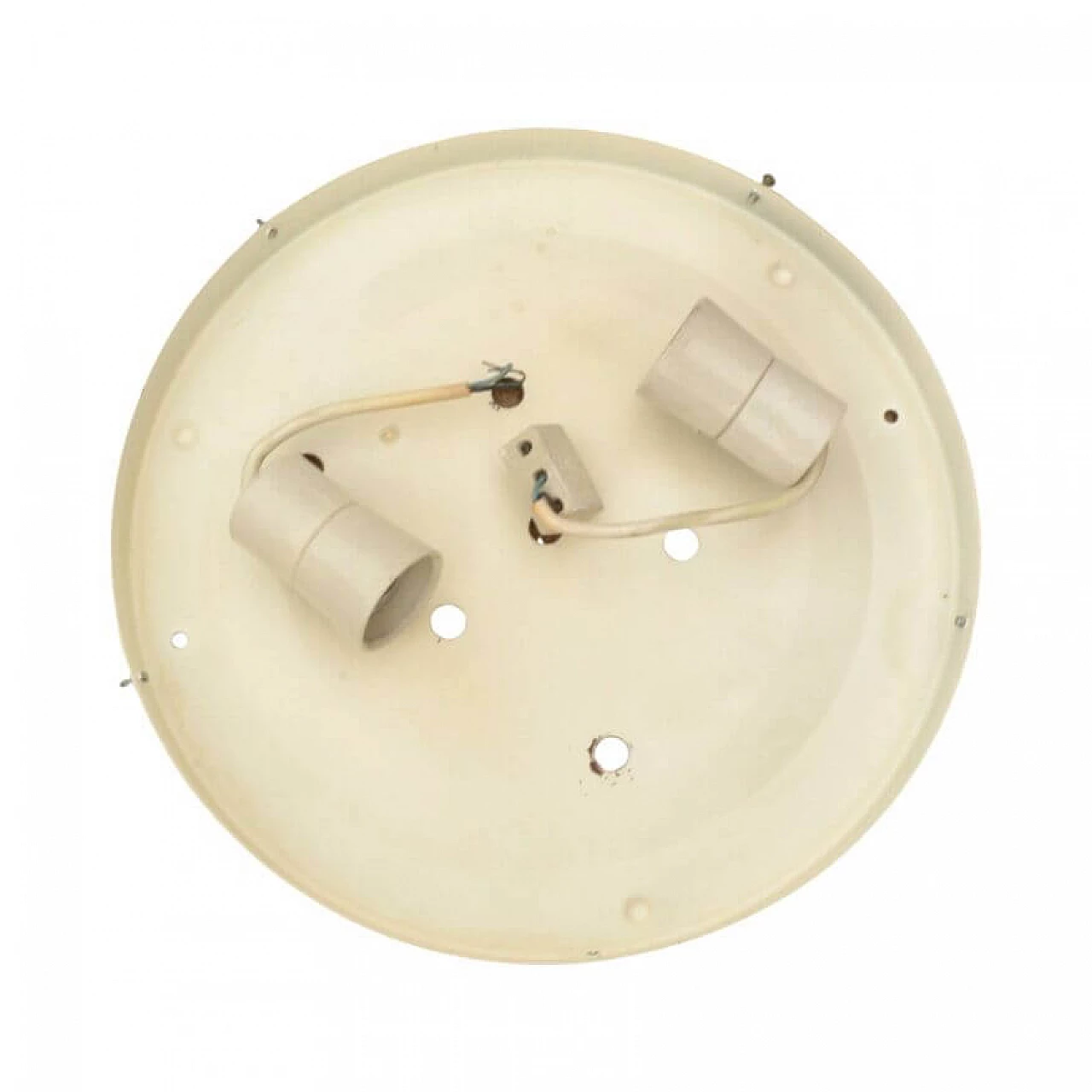 White glass ceiling lamp by Penko Pieńsk, 1970s 16