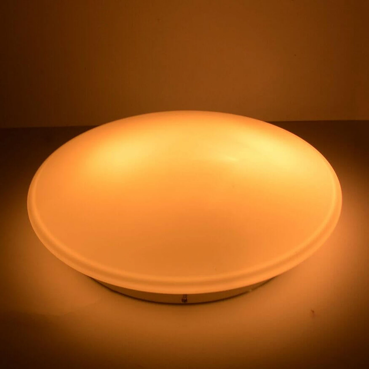 White glass ceiling lamp by Penko Pieńsk, 1970s 19