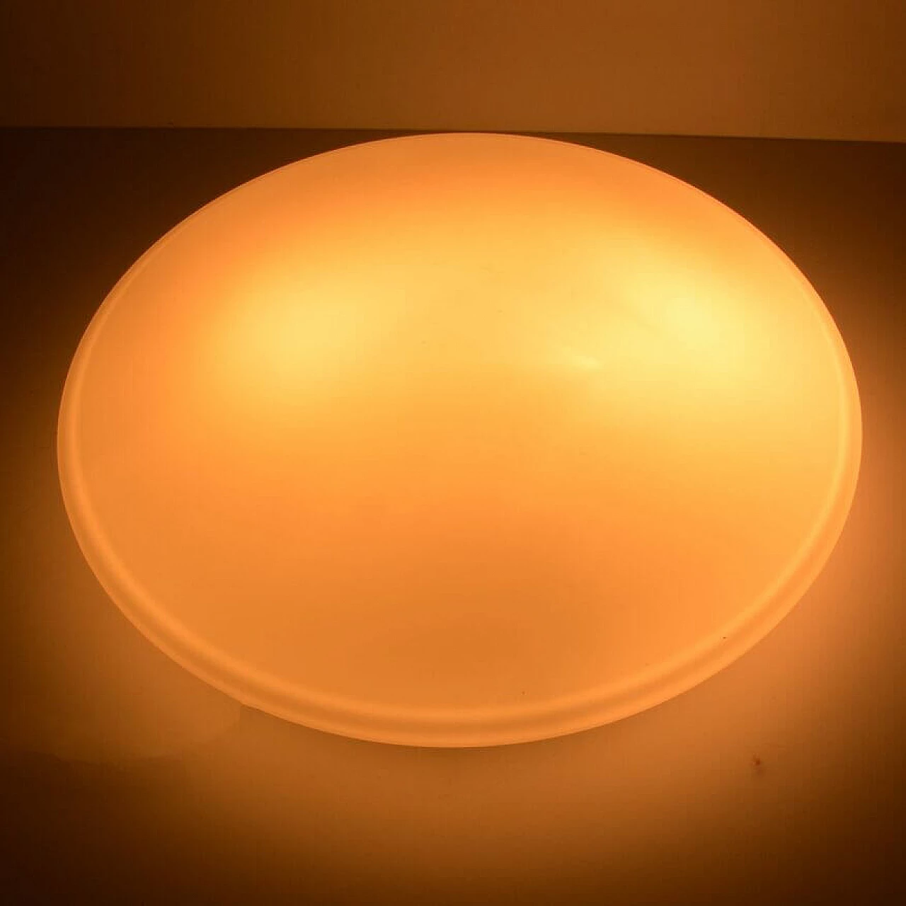 White glass ceiling lamp by Penko Pieńsk, 1970s 26