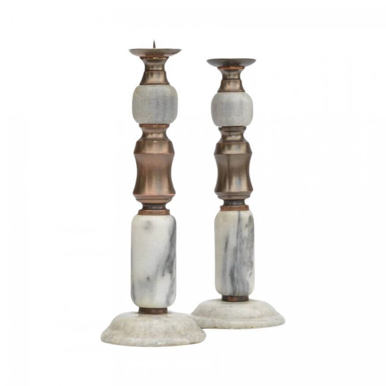 Coppia di candelieri in marmo in stile classico, anni '70 5