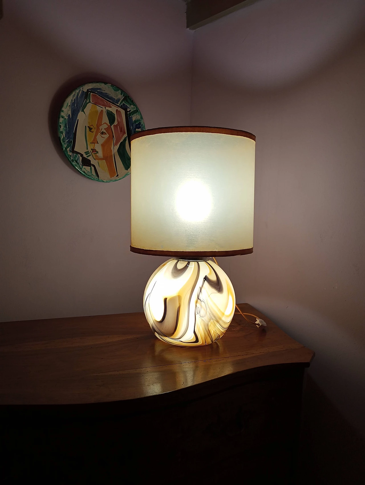 Lampada da tavolo in vetro di Murano, anni ‘70 1