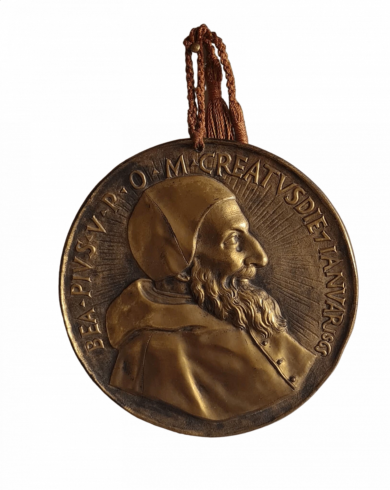 Bronze medallion with Pope Pius V attributed to Girolamo Lucenti, 17th century 8