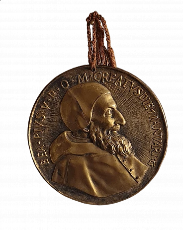 Medaglione in bronzo con Papa Pio V attribuito a Girolamo Lucenti, '600
