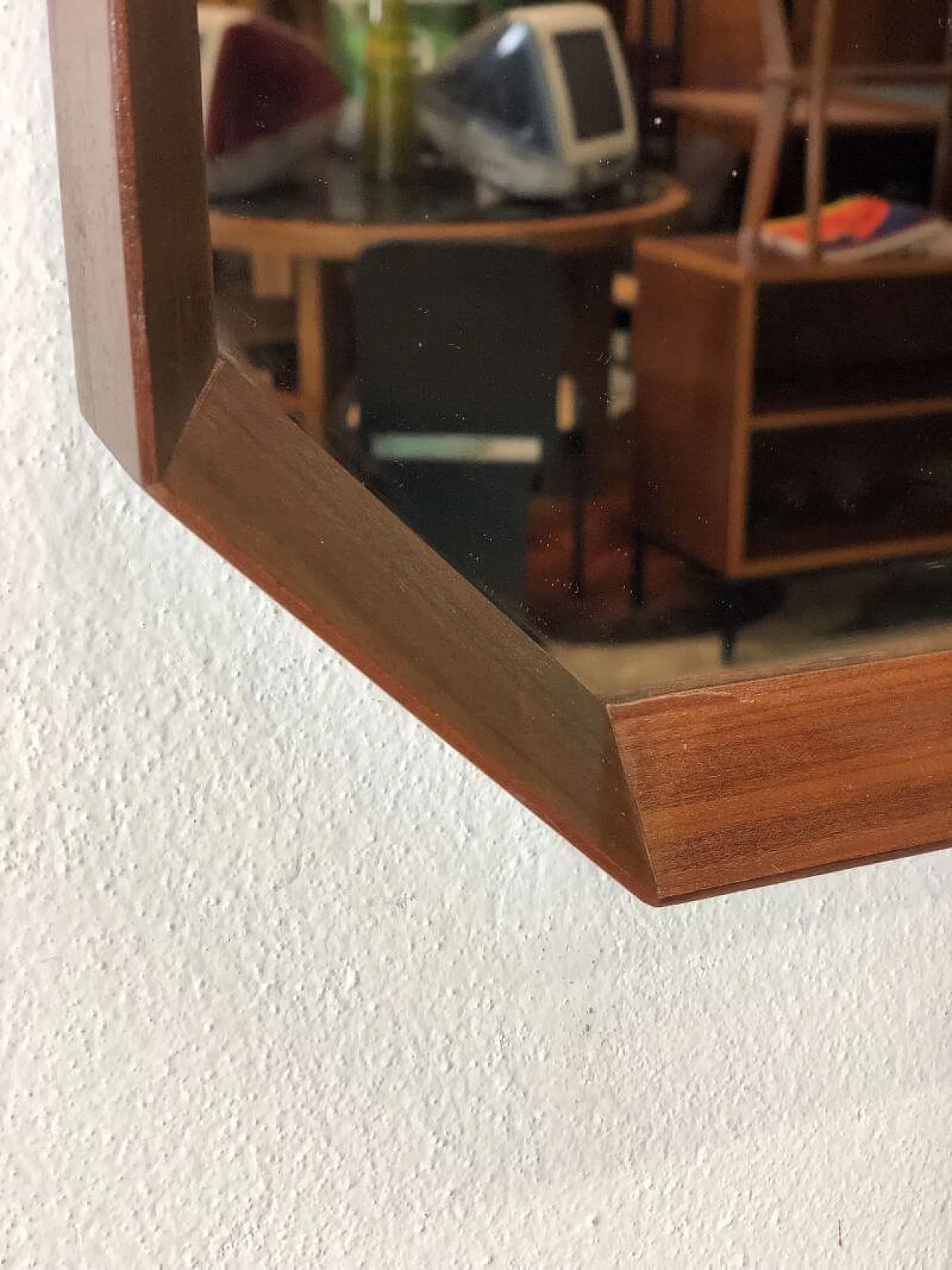 Specchio scandinavo in teak con corda, anni '60 2