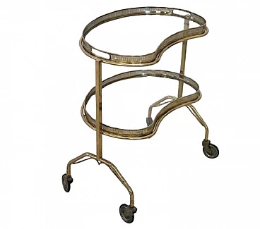 Gilded brass and glass bar cart, 1980s