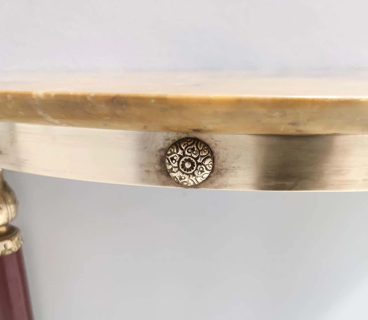 Lacquered beech console table with yellow Siena marble top, 1950s 4