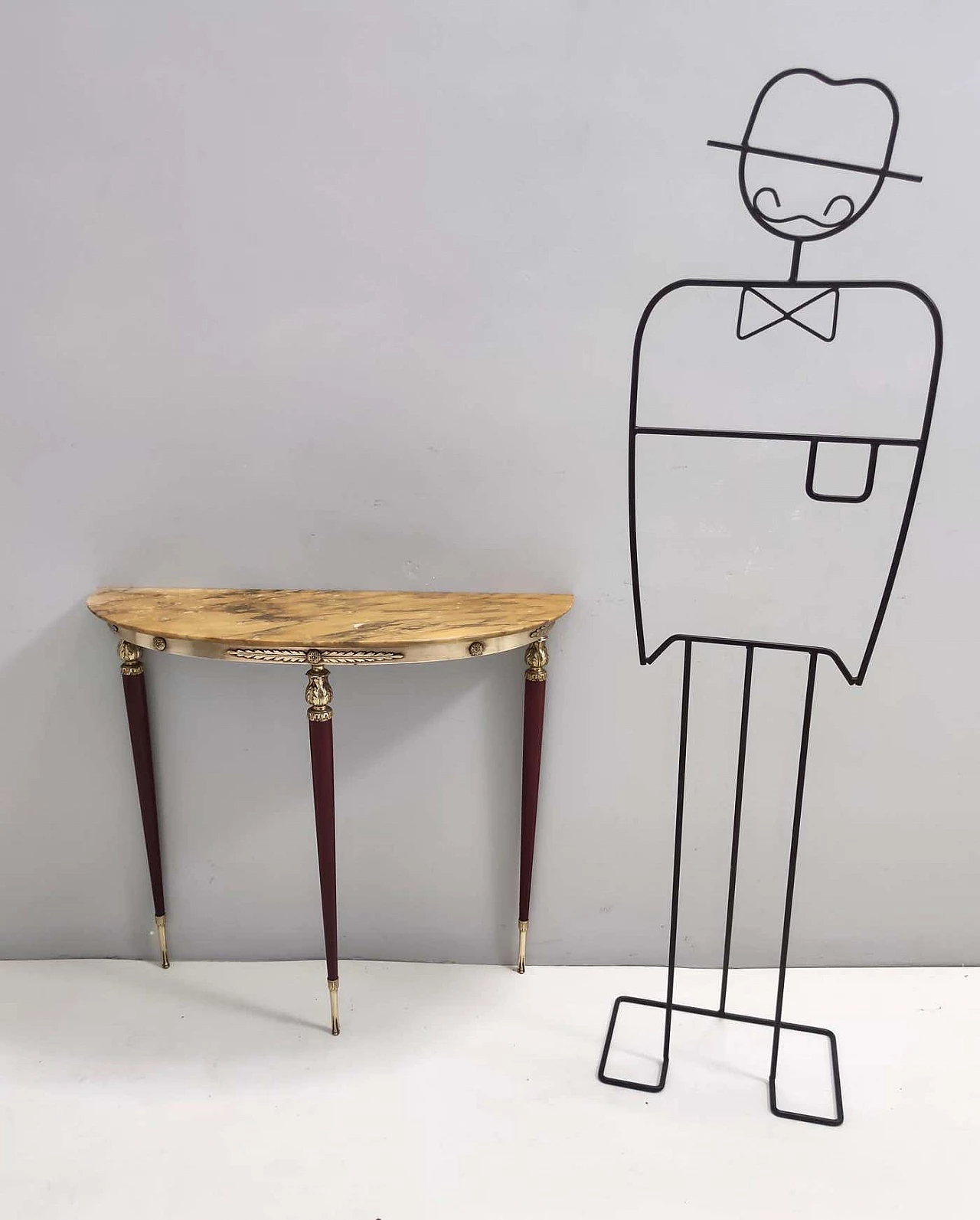 Lacquered beech console table with yellow Siena marble top, 1950s 6