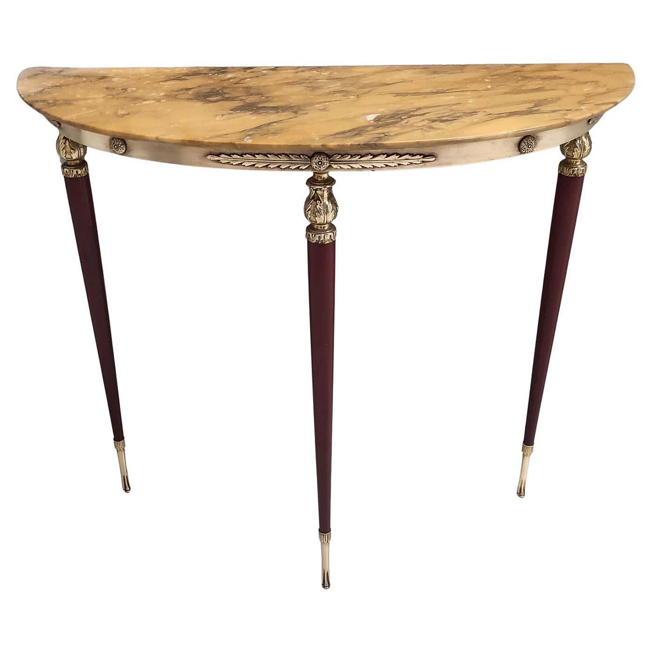 Lacquered beech console table with yellow Siena marble top, 1950s 13