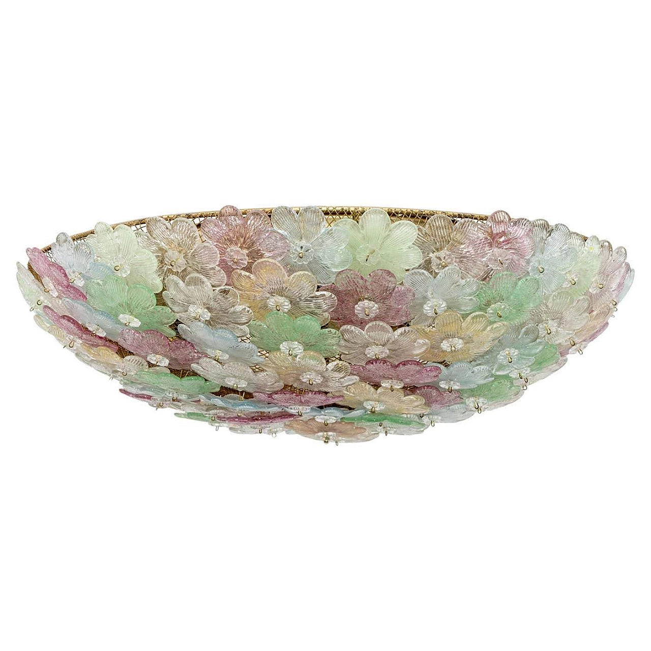 Plafoniera a cesto di fiori in vetro di Murano di Barovier & Toso, anni '50 1