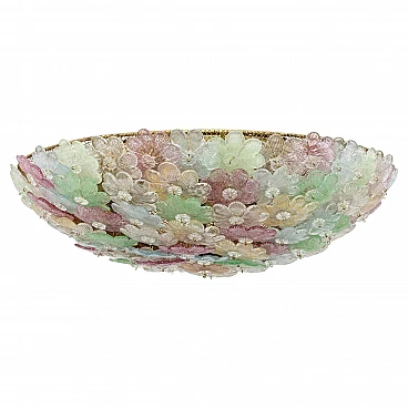 Murano glass flower basket ceiling lamp by Barovier & Toso, 1950s