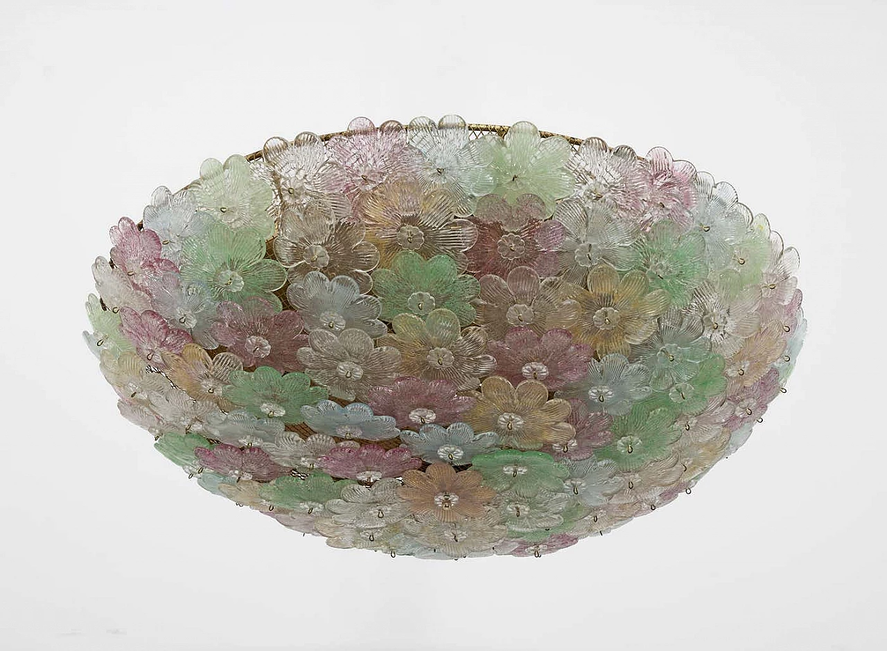 Murano glass flower basket ceiling lamp by Barovier & Toso, 1950s 2