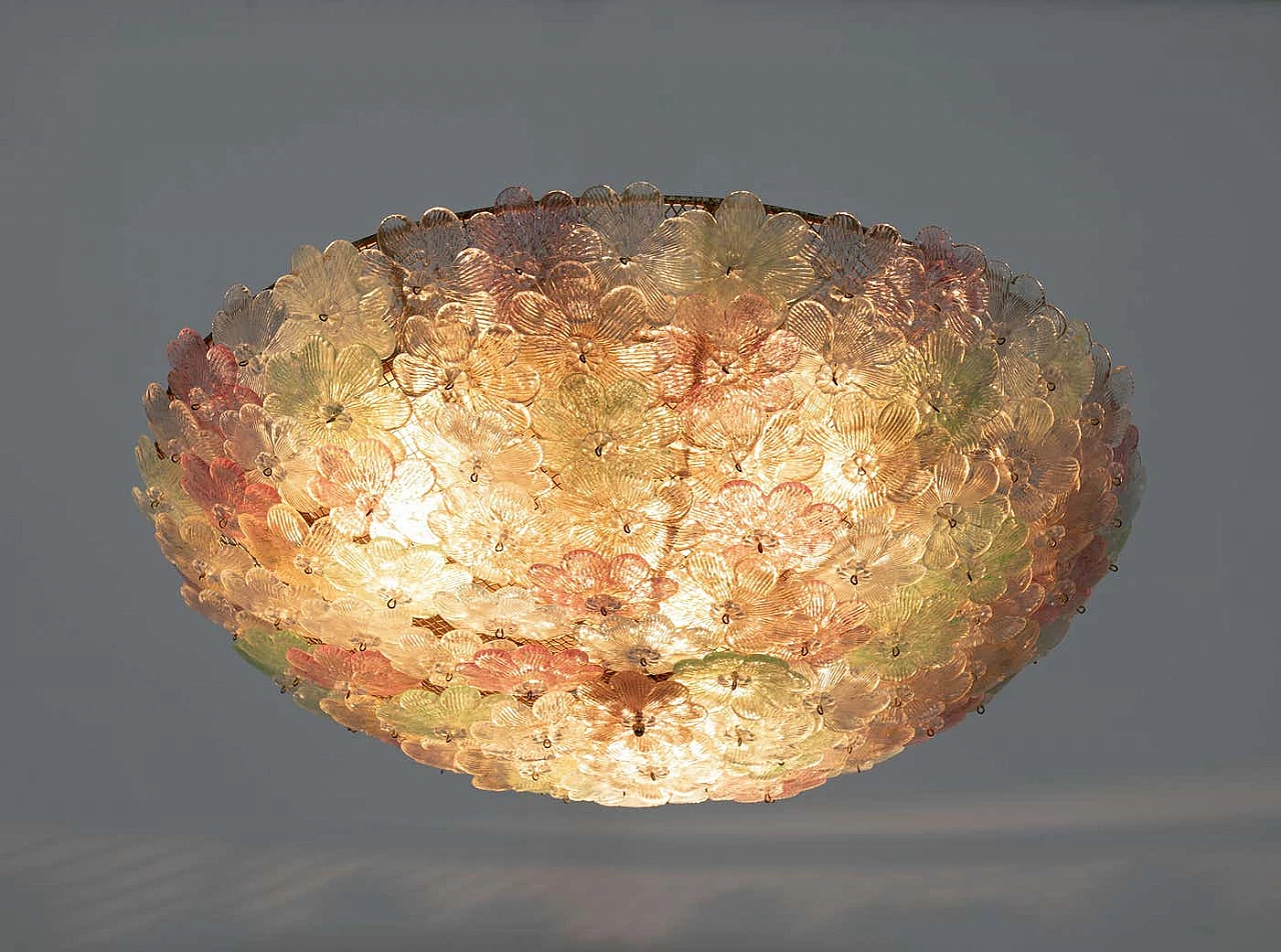 Murano glass flower basket ceiling lamp by Barovier & Toso, 1950s 3