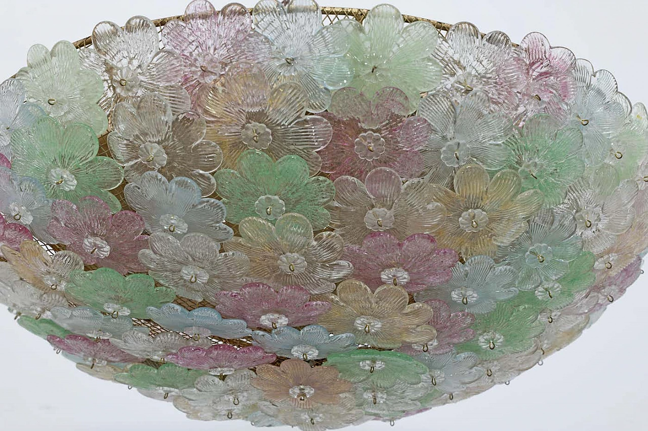 Murano glass flower basket ceiling lamp by Barovier & Toso, 1950s 6
