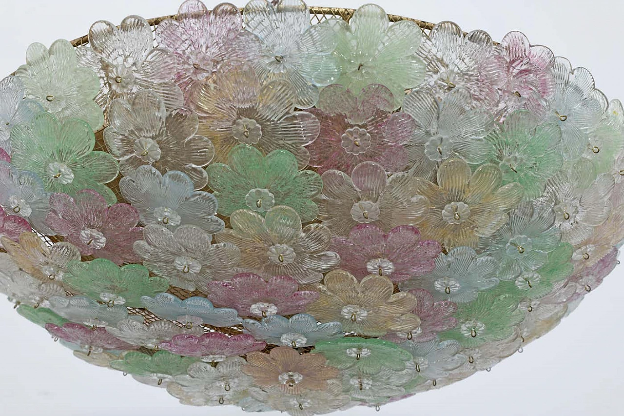 Plafoniera a cesto di fiori in vetro di Murano di Barovier & Toso, anni '50 6