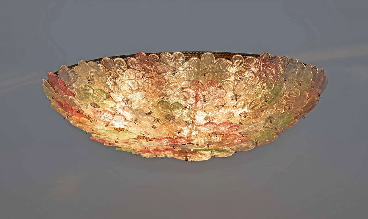 Murano glass flower basket ceiling lamp by Barovier & Toso, 1950s 8