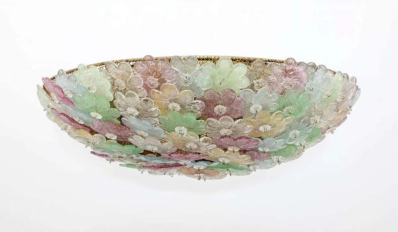 Murano glass flower basket ceiling lamp by Barovier & Toso, 1950s 9