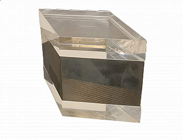 Rhomboid lucite and metal box by Gabriella Crespi, 1970s