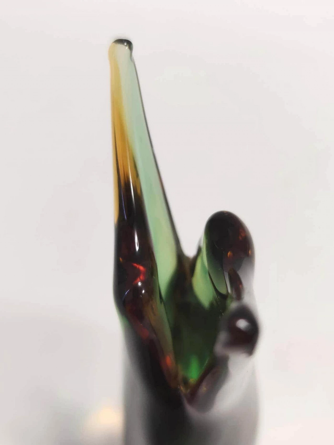Green and orange submerged Murano glass vase by Flavio Poli, 1950s 6