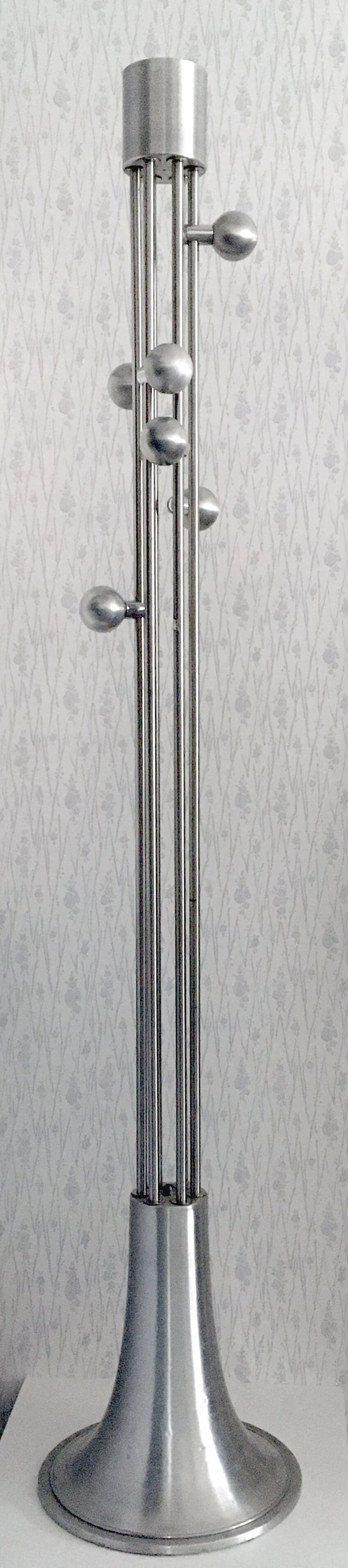 Stainless steel and aluminum floor coat rack, 1960s 1