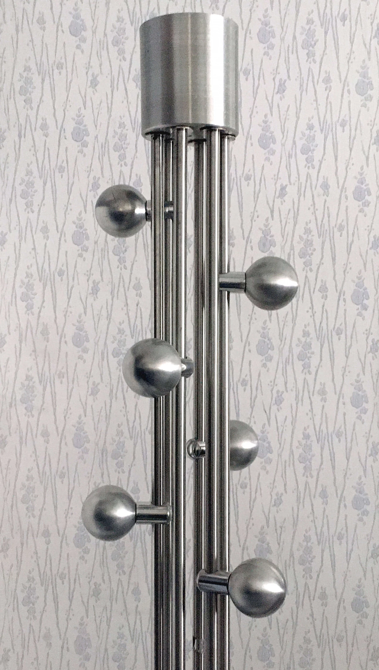 Stainless steel and aluminum floor coat rack, 1960s 2