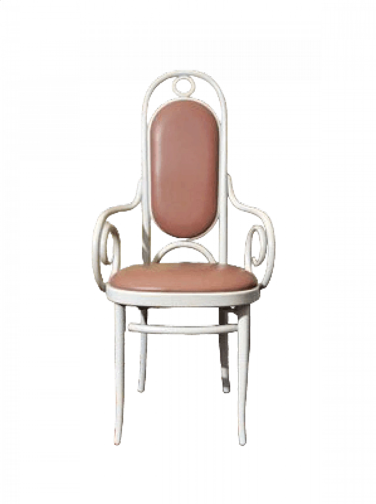 Lacquered bentwood armchair with pink leather details by Thonet, 1980s 5
