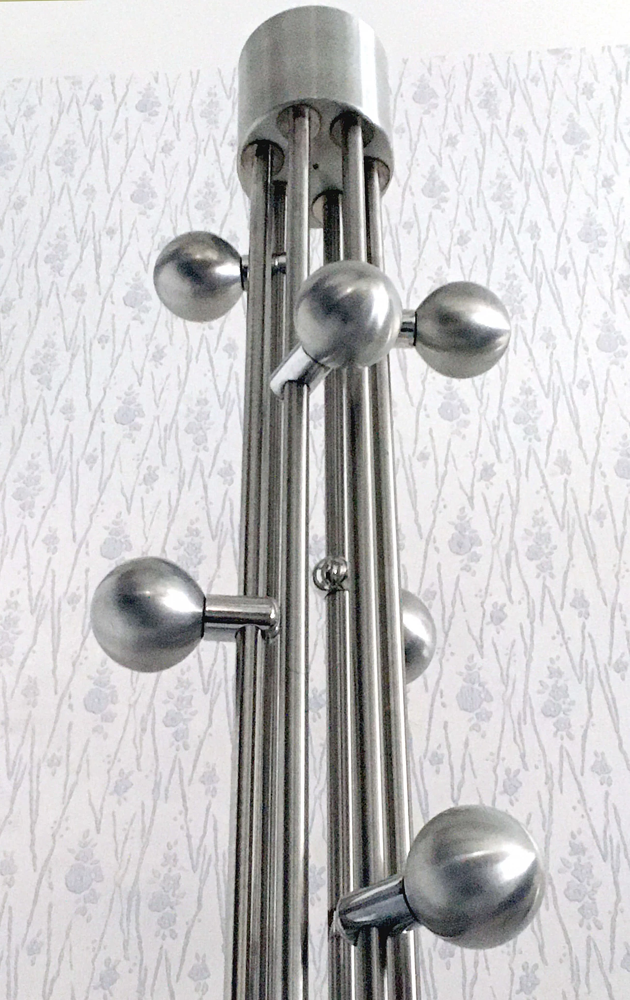 Stainless steel and aluminum floor coat rack, 1960s 9