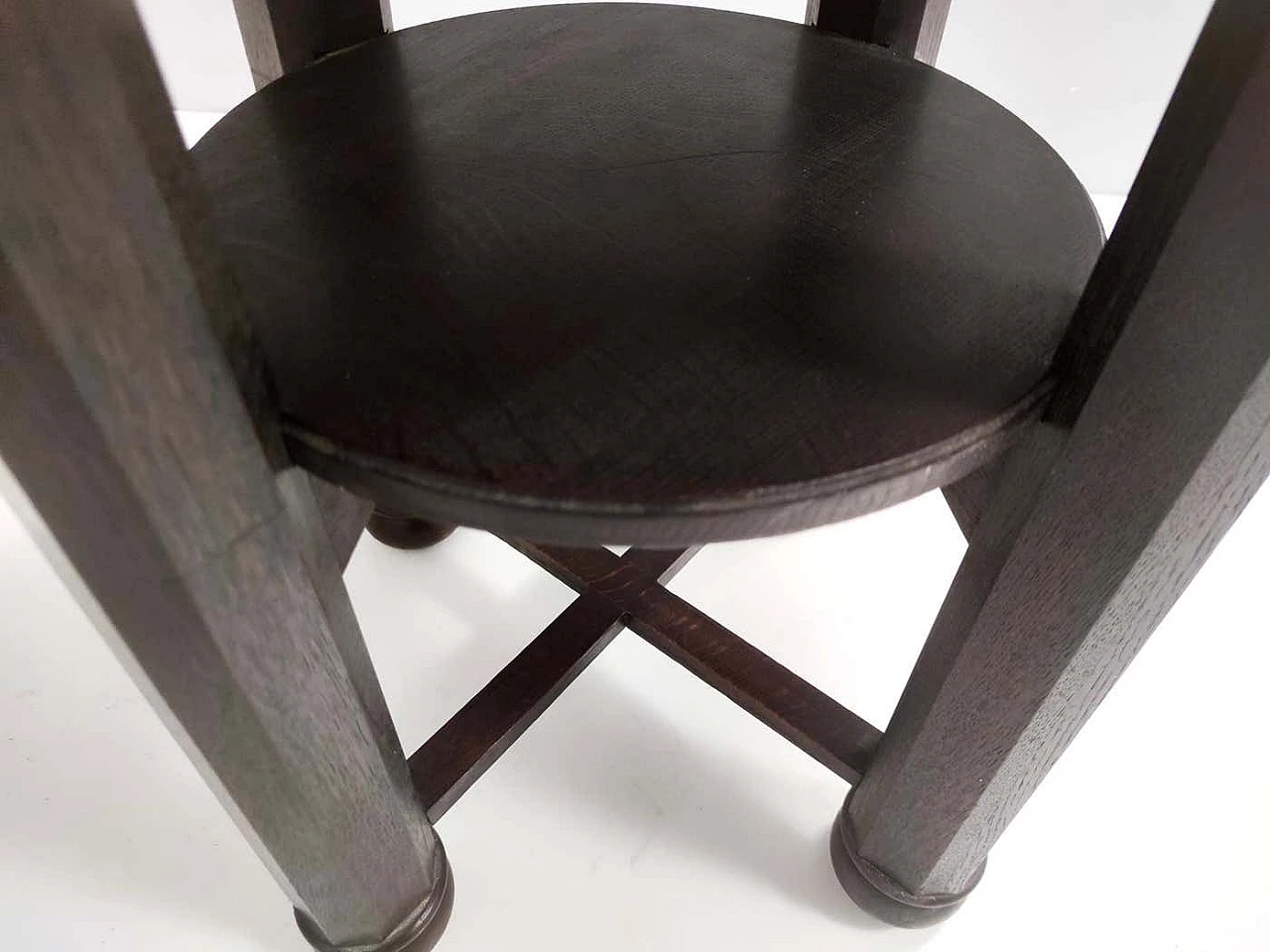 Durmast Secessionist coffee table with round brass top, 1920s 5