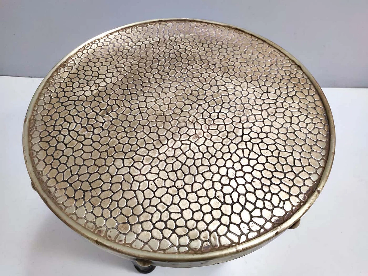 Durmast Secessionist coffee table with round brass top, 1920s 6