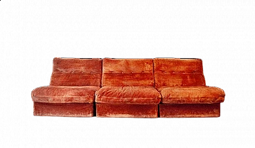3 Suede orange sofas by Antonello Mosca for Cinova, 1960s
