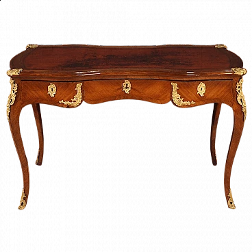 French Napoleon III mahogany veneered writing desk, late 19th century