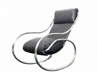Leatherette and steel rocking armchair by Heals, 1970s