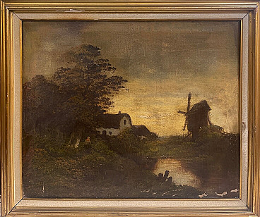 Flemish landscape, oil on canvas, 19th century