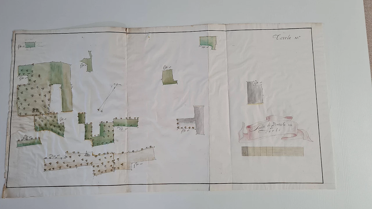 Cadastral map on laid and watermarked paper paper, second half of the 18th century 1