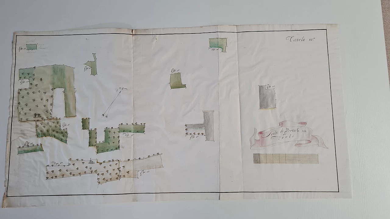 Mappa catastale su carta vergellata e filigranata, seconda metà del '700 1