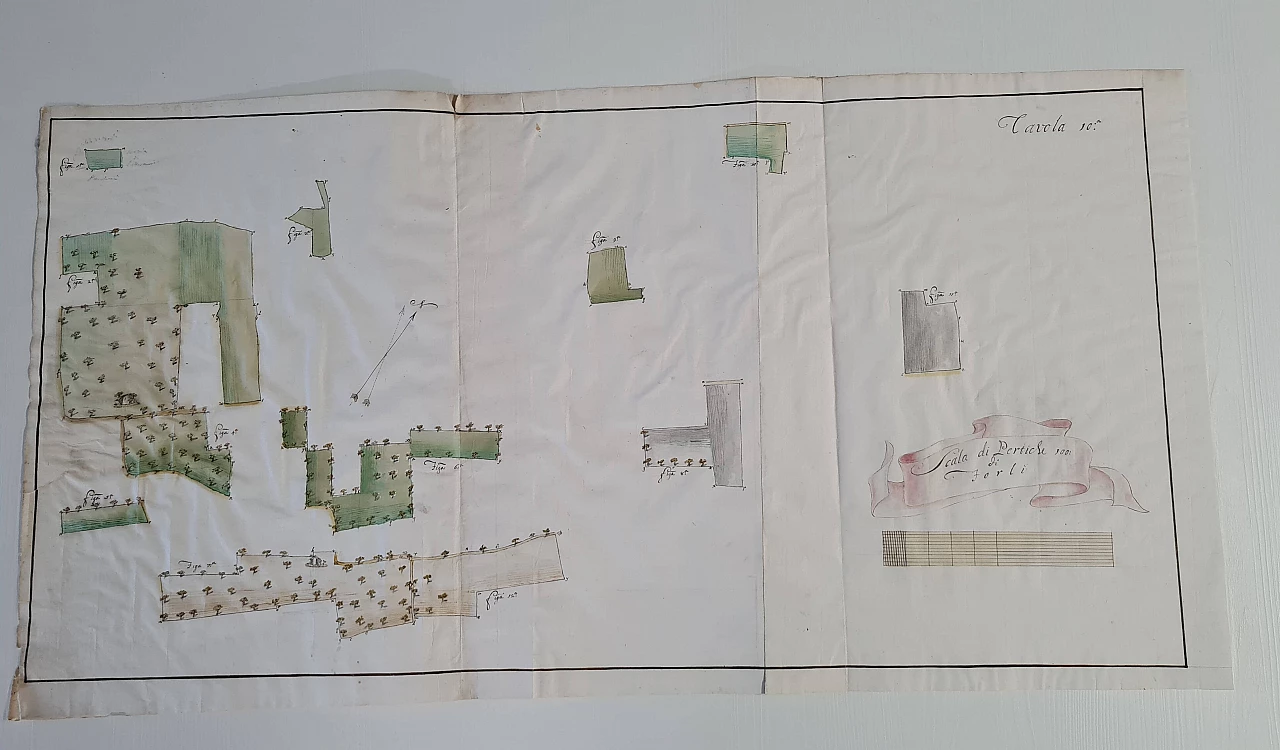 Cadastral map on laid and watermarked paper paper, second half of the 18th century 2