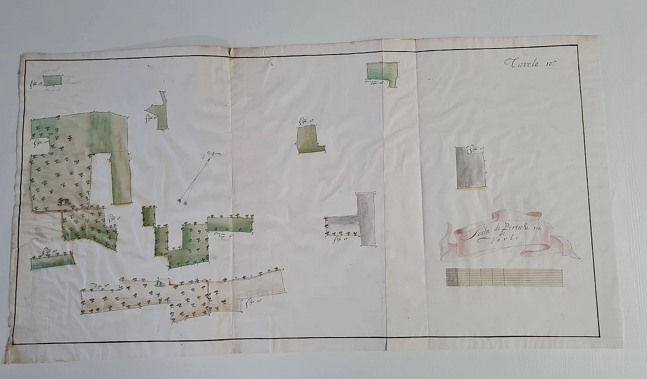 Mappa catastale su carta vergellata e filigranata, seconda metà del '700 2