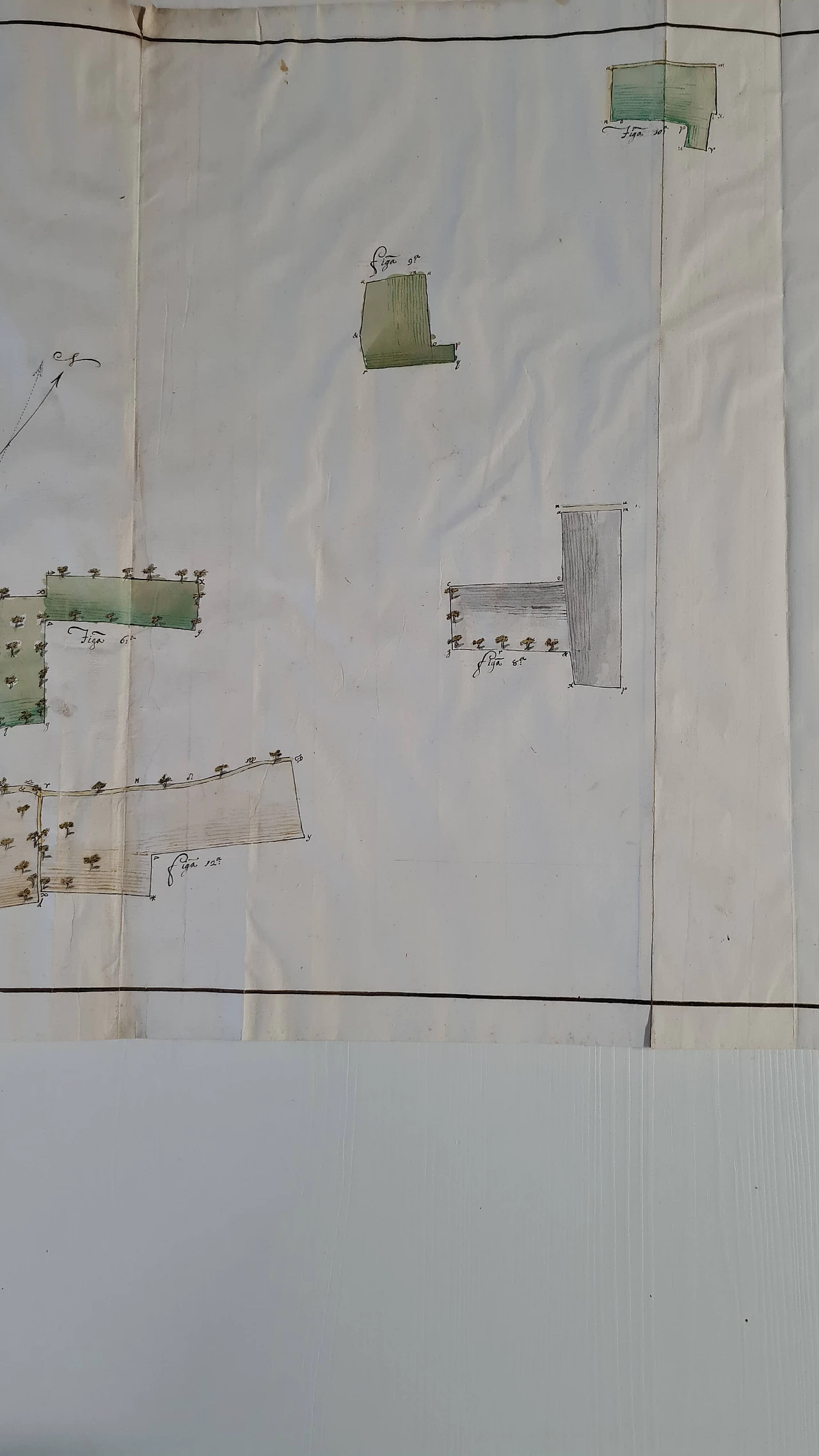 Mappa catastale su carta vergellata e filigranata, seconda metà del '700 4