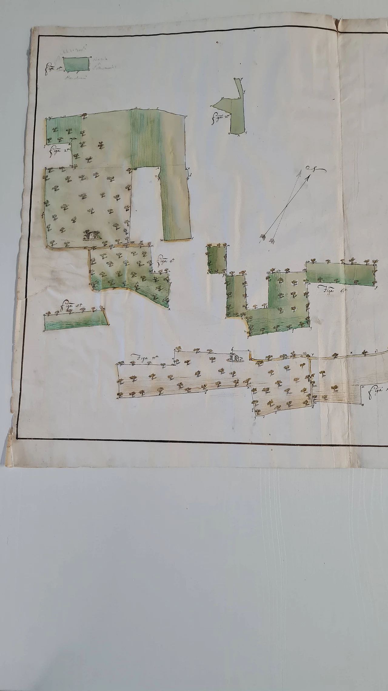 Cadastral map on laid and watermarked paper paper, second half of the 18th century 5