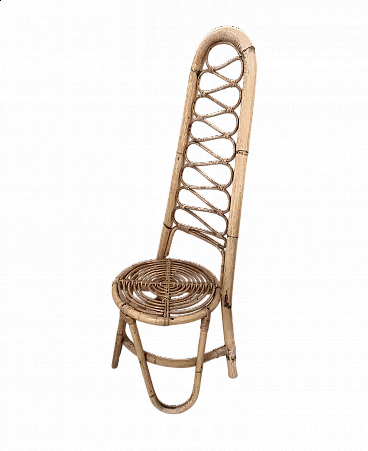 Bamboo and wicker high-back chair in the style of Bonacina, 1970s