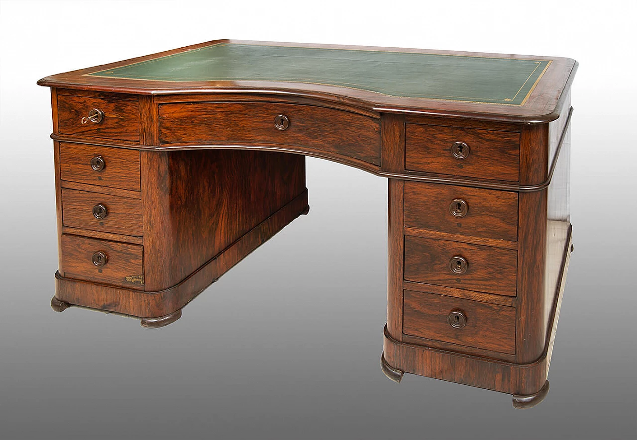 Louis Philippe exotic wood desk with chiselled leather top, first half of 19th century 1