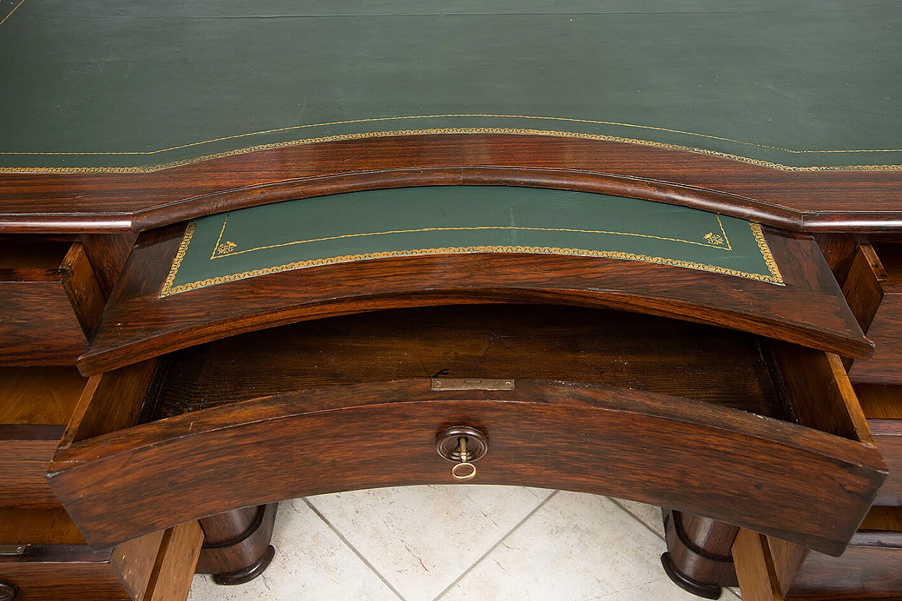 Louis Philippe exotic wood desk with chiselled leather top, first half of 19th century 2