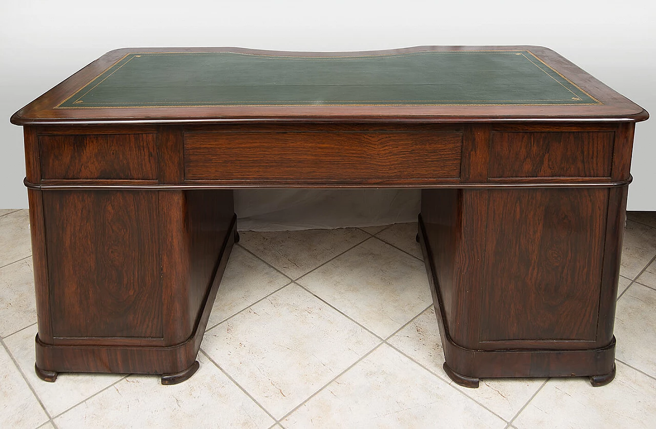 Louis Philippe exotic wood desk with chiselled leather top, first half of 19th century 5