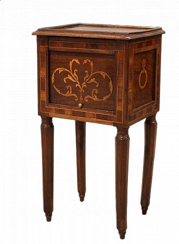 Louis Philippe inlaid walnut bedside table, 19th century