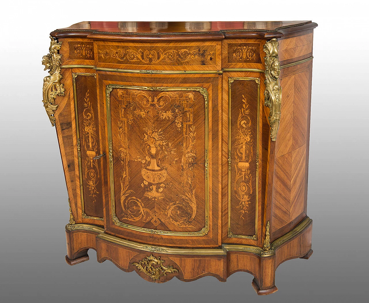 Napoleon III sideboard in exotic woods with gilded bronze fittings, 19th century 1